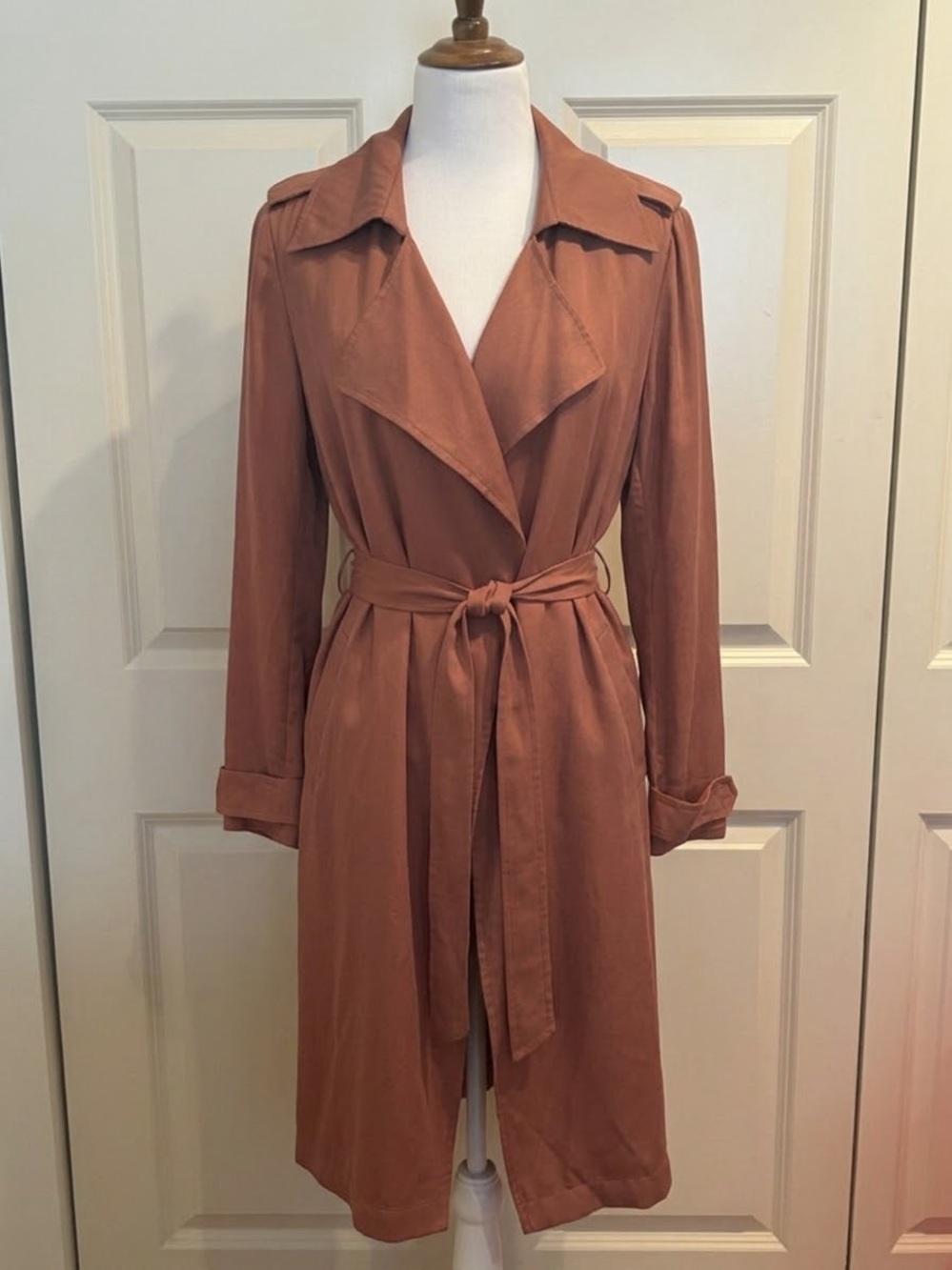Bagatelle Heritage Lyocell Draped Trench Coat with Belt – Size L